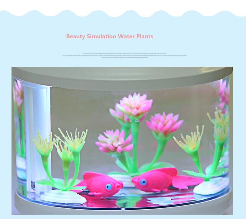 New Arrival Upgrade Version Mini Fish Tank Humidifier USB Anion Soothing Colorful Light Humidifier