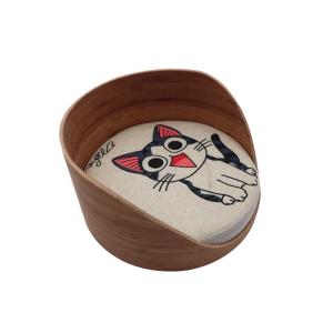 Quality Indoor Round Wood Bamboo Pet Bed Frame Cat Cattery wholesale
