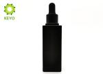 Square Empty Cosmetic Containers , 50ml Matte Black Glass Dropper Bottles