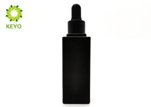 Quality Square Empty Cosmetic Containers , 50ml Matte Black Glass Dropper Bottles wholesale