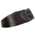 Natural Black Color Remy Clip In Hair Extensions 100% Virgin Hair With 6 Pieces
