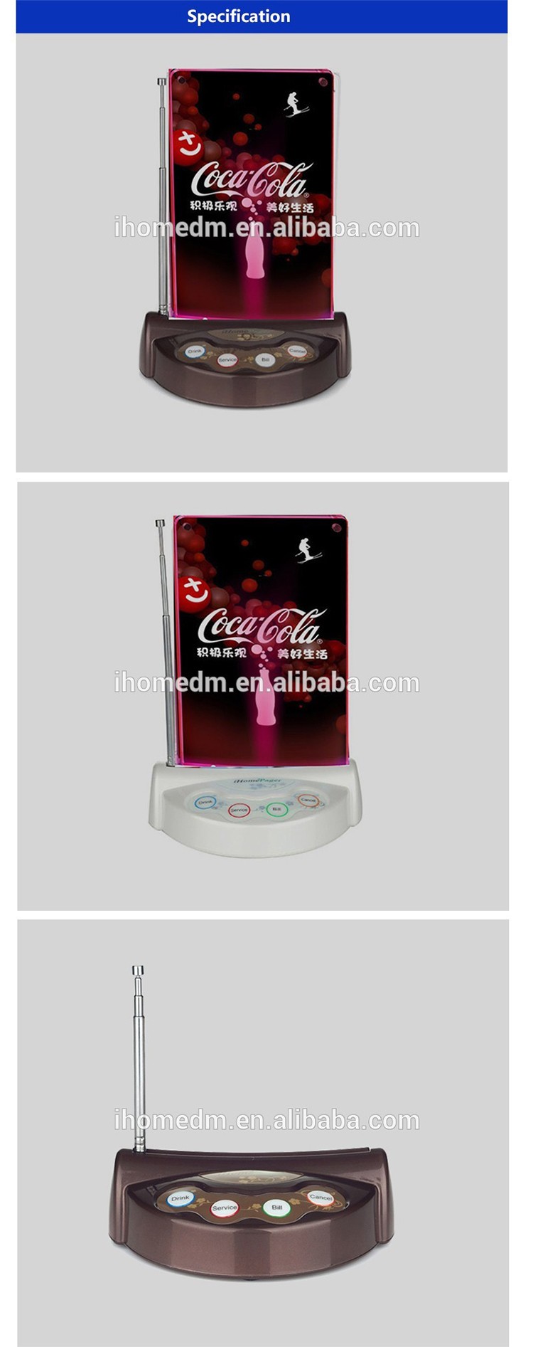 4 colors for choose wireless call button with menu folder and display number monitor