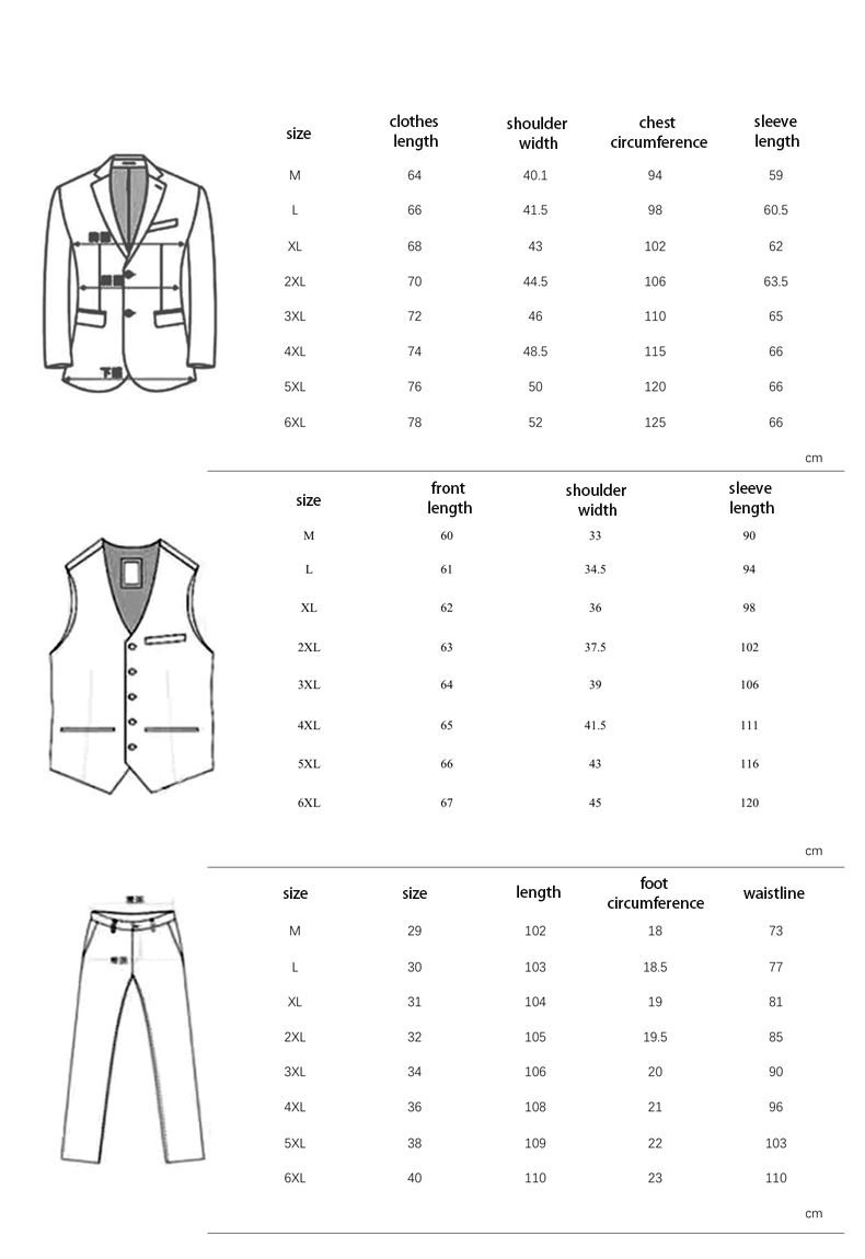 Other Mens Office Suit Single Button 3 Pieces Single Breasted Plus Size Suits Blazer