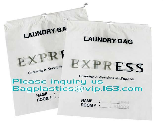 Biodegradable drawstring laundry poly bag with printing,Logo Printed Poly Drawstring Hotel/Travel Laundry Plastic bag
