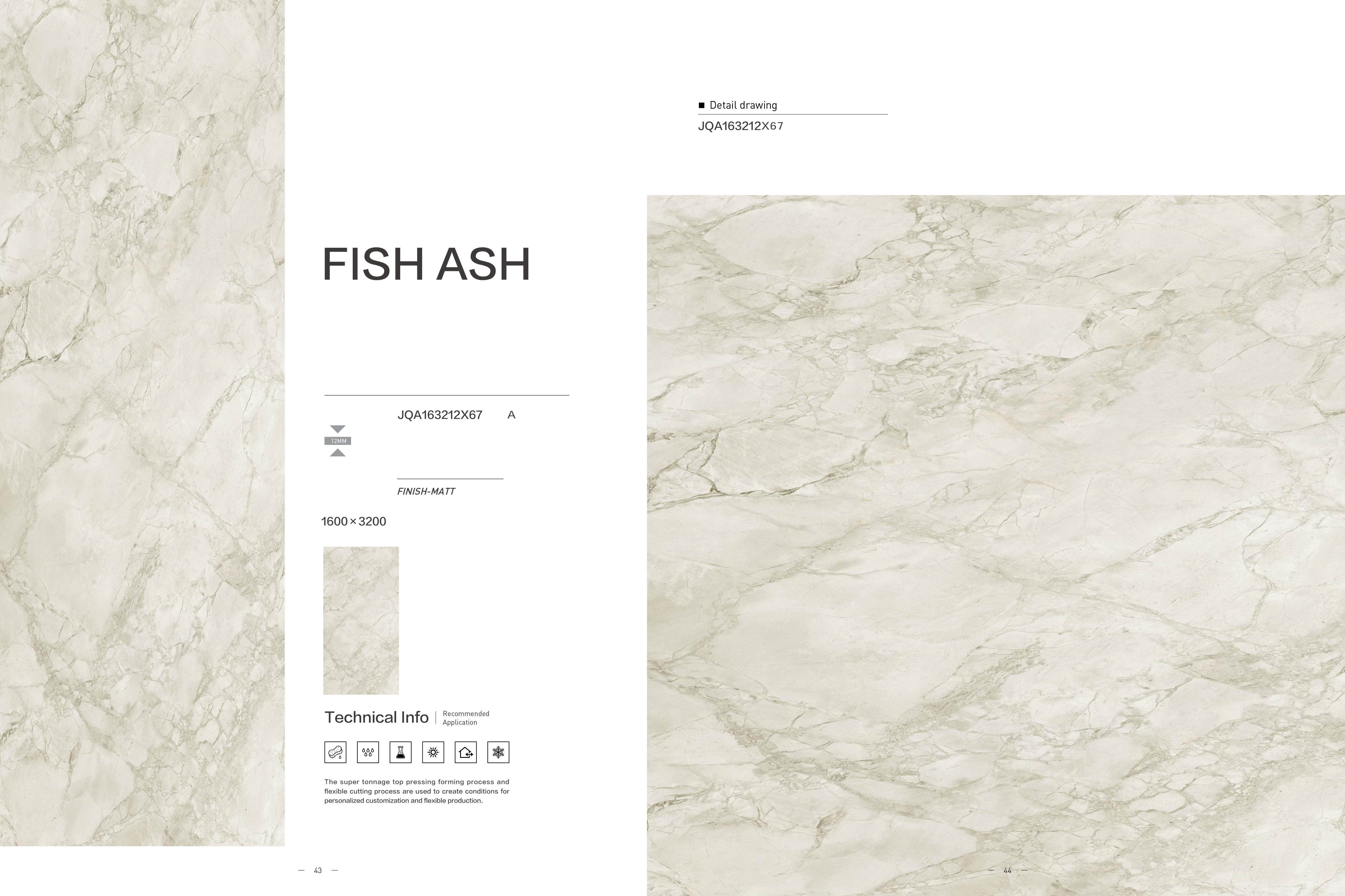 Matt Grey Marble Floor Slab Tile Fish Ash 1600*3200mm Interior Decor