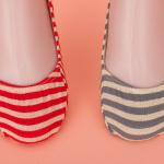 Grey / Red Stripes Non Slip Invisible Socks No Show Liner Socks With Good
