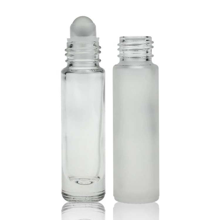 OEM Oil Glass Roll On Bottles Frosted 10ml With Gold Sliver White Black Cover