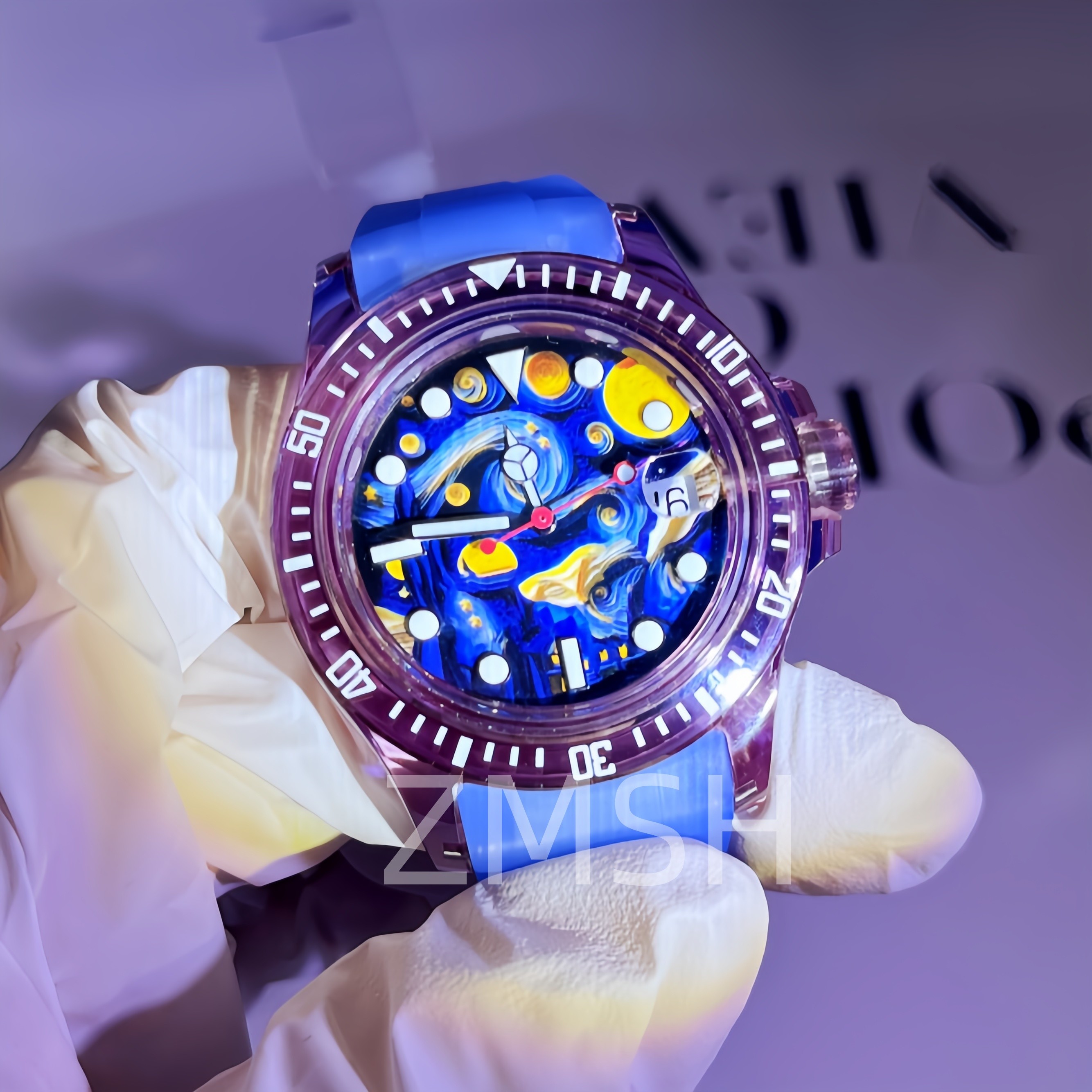 Lab-Grown Gray-Violet Sapphire Watch Case Customize Luxury Scratch Resistant
