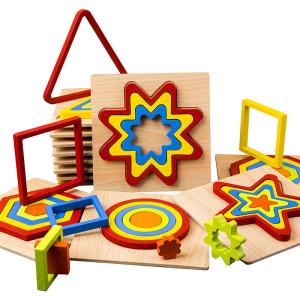 Quality DIY 1cm Geometric Wooden Block Puzzle Toys Jigsaw Baby wholesale