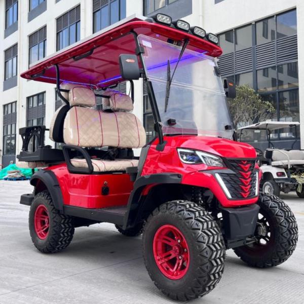 Red Modern 4 Seater Golf Cart for Family Outings and Group Tours Ground