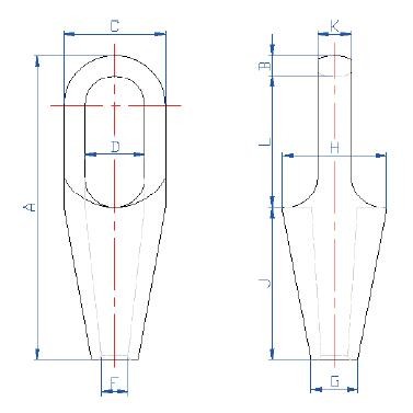 Galvanized Steel 4-3/4" Wire Rope End Stop , Closed Spelter Socket