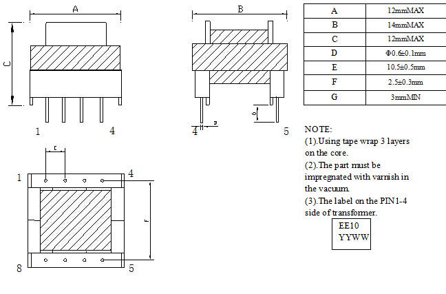 RM6 Switching Power Supply Transformer Flyback Wire Flexible Connection