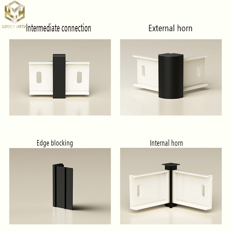 T5 6063 Aluminum Floor Baseboard Skirting Profile Tile Trims 1.2mm Thickness