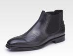 Full Grain Leather Mens Side Zip Dress Boots Round Toe Mens Black Leather Boots