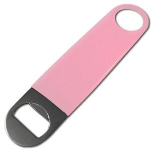 Quality Cheap Personalized Promotion Gift Long Flat Stainless Steel Bar Blade Speed Beer Bottle Opener with Pink Vinyl Coating wholesale