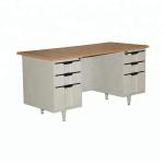 Wooden Desktop 1.2 MM Thick Metal Frame Steel Computer Table