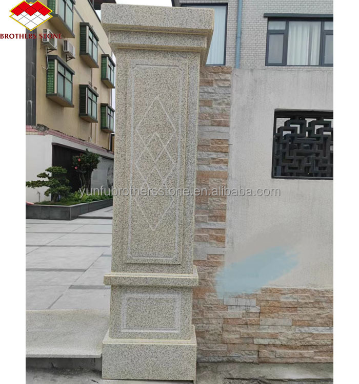 2700kg/m3 Granite Stone Hand Carved Cut-to-Size Pillar for Exterior Column Design