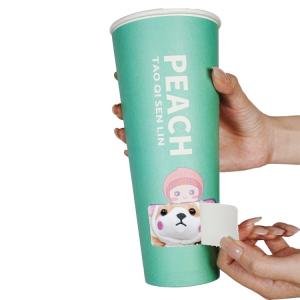 China Customized Biodegradable Blind Box Gift Paper Cup for Boba Milk Tea with Lid  on sale