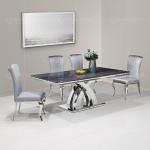 UK Style 0.57cbm Grey Marble Dining Table Stainless Steel Cross Leg