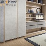 Aluminum Frame Glass Door Walk In Wardrobe Closet Cabinet With Leather