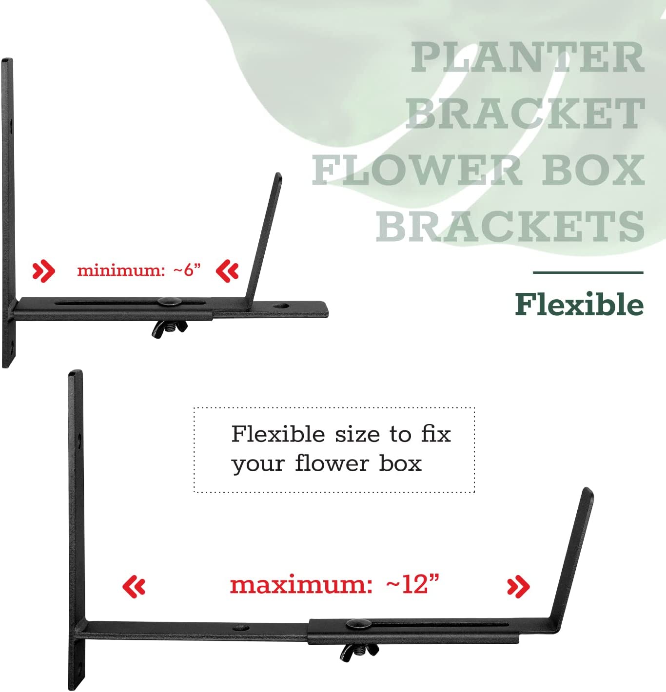 Adjustable Window Flower Box Brackets for Planter Box Nonstandard 6 to 12 Inches