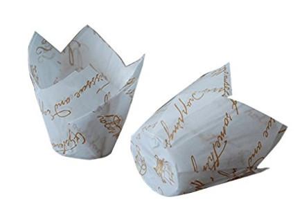 Cheap 40g Greaseproof Paper Tulip Cupcake Liner Baking Muffin Tins Treat Cups for sale