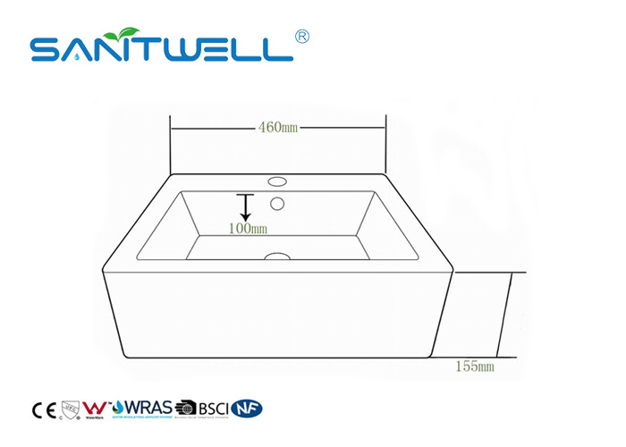 White Color Bathroom Ceramic Basin Above Counter Basins High Durability