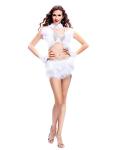 Ladies Feather Dance Costumes Sexy Mini Skirt Covered With Rhinestones