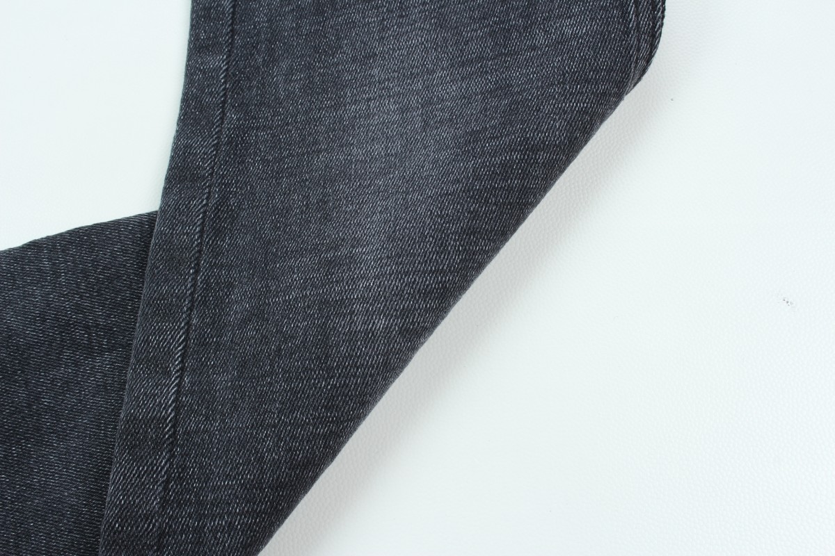 11.2 Oz Black And Black Backside Crosshatch Slub Denim Fabric