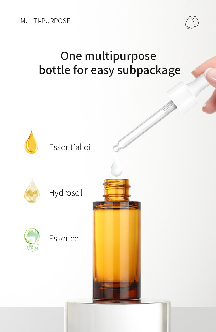 OEM ODM 50ml Cosmetic Dropper Bottle Amber Essential Oil Bottle Packaging
