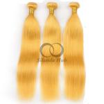 Yellow Straight Remy Human Hair Bundles Sew In Weave Bundles Brazilian Bundle