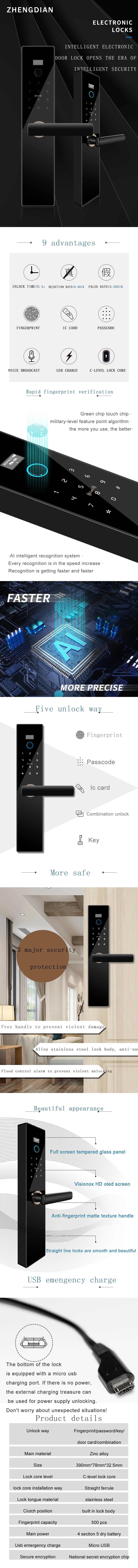 Fingerprint Titanium Alloy Keyless Anti Theft Smart WIFI Door Lock