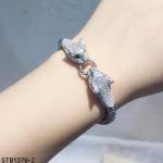 CZ Cubic Zirconia Animal Tiger Sterling Silver Bracelet Bangle Flexible Bangle