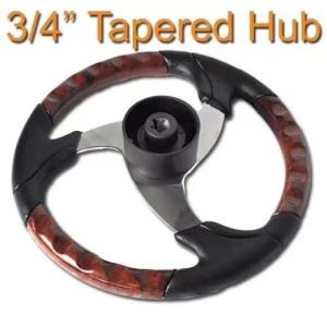 Quality SGS Black Fishing Boat Steering Wheel , 3/4inch Taperd Hub Yacht Steering Wheel wholesale