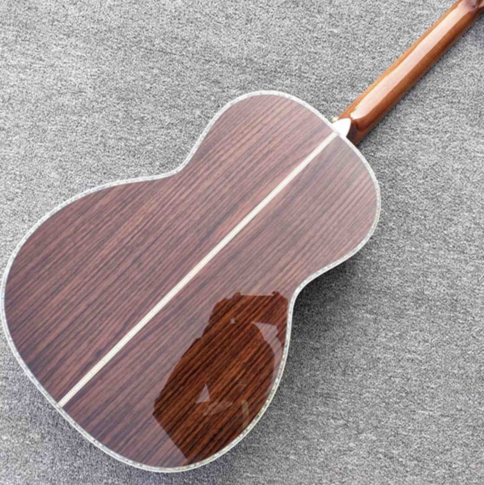 100% All Real Abalone Ebony Fingerboard OOO45s Acoustic Electric Guitar in Wine Red