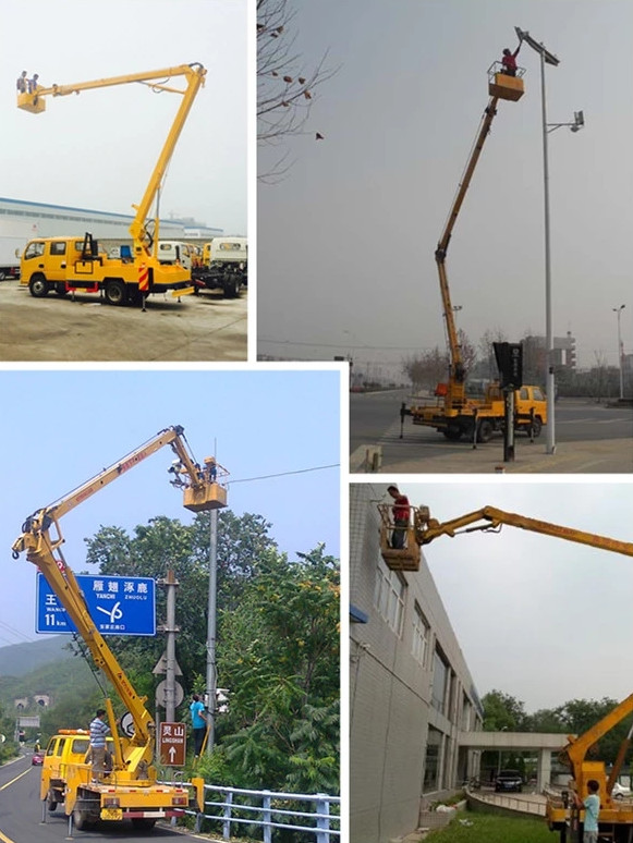 4x2 ISUZU 14m High Altitude Aerial Work Truck With Fold Arm Double Row Cabin