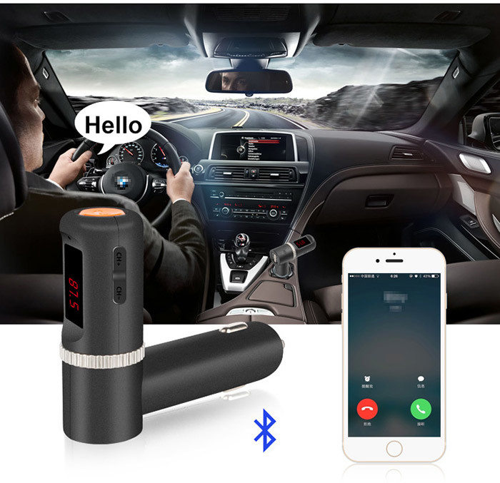 Digital Display Bluetooth Car Charger 360 Independent Volume Control