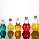 BPA Free 5.3oz Light Bulb Shaped Glass Storage Bottles With Screw Cap