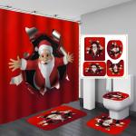 Polyester Christmas Xmas Snowman Shower Curtains Set Home Bathroom Accessories