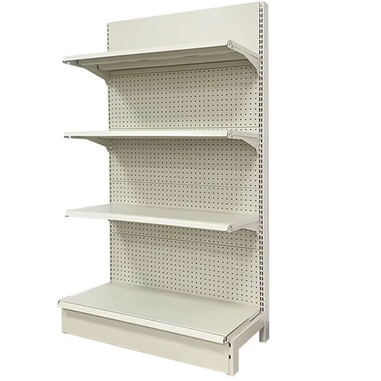 Factory Custom Size Color logo metal single side white supermarket store rack shelf