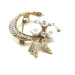 Round women's bow tie brooch , Pearl And Diamond Brooch for Clothing