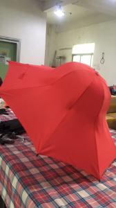 Quality Special Shape Cap Red Large Collapsible Umbrella With Black Steel Frame wholesale