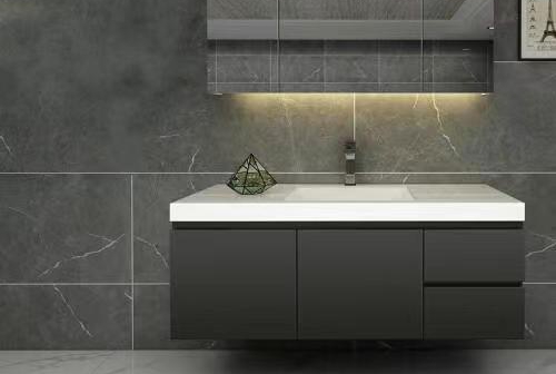 Vanity Combo Black Tall Narrow 36 Inch Bathroom Vanity with Solid Wood and Countertop