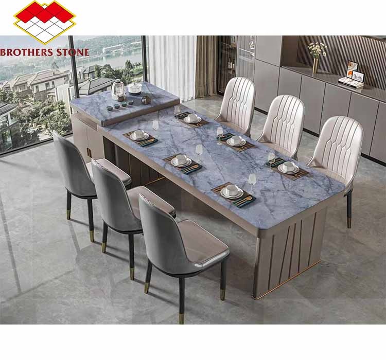 Polished Purple Marble Stone Big Slab Dining Table Top for Modern Bedroom Hall Design