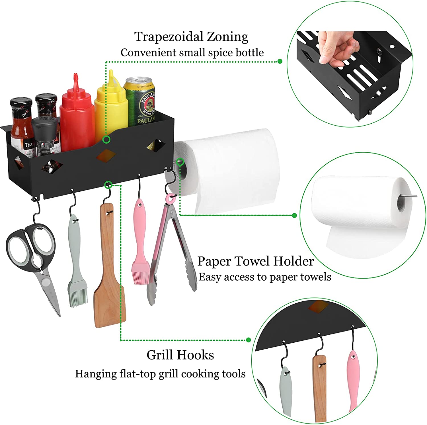Outdoor Grill Caddy for Griddle Prep Cart Space Saving BBQ Accessories Storage Box Tool