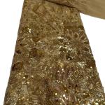 Latest fashionable aso ebi beaded lace wedding dress with shiny beaded French
