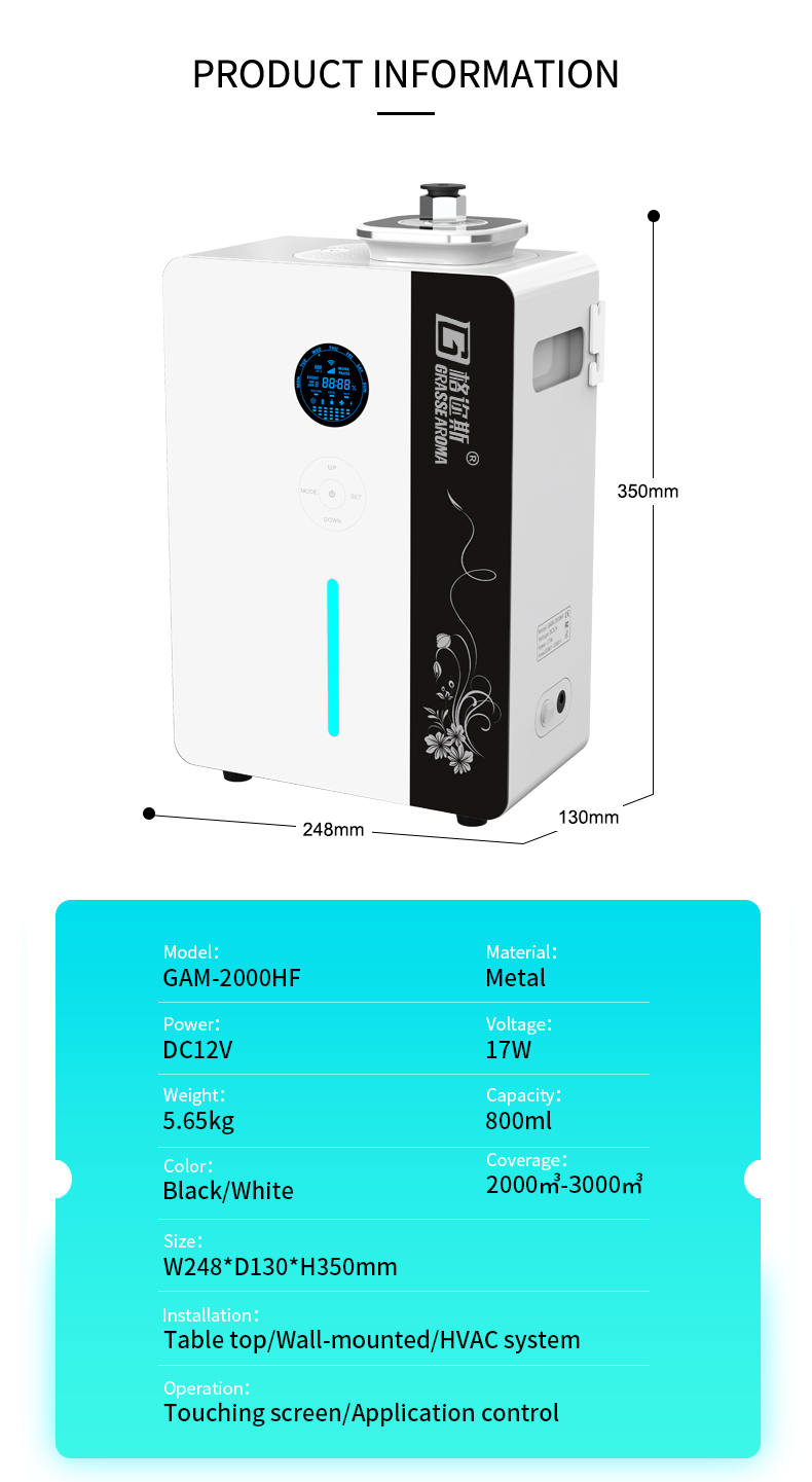 New Design 800Ml Wall Mounted Hot Sale Large Area Aroma Scent Machine Touch Screen Aroma Scent Diffuser Machine For Commercial