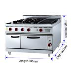 225kg Heavy Duty Gas Range Grill Oven 27Kw Fast Food Kitchen Equipment / Cooking