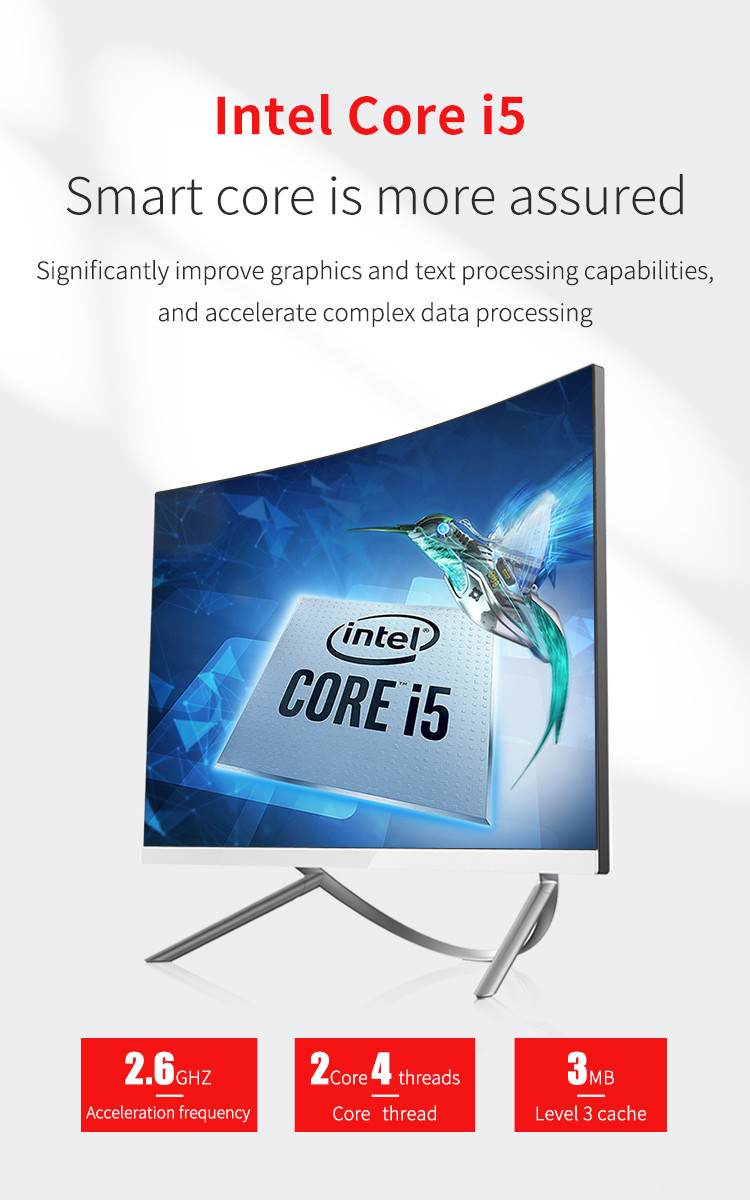 FHD 1920*1080p Touch Screen Desktop Curved Monitor All In One Pc 250nits