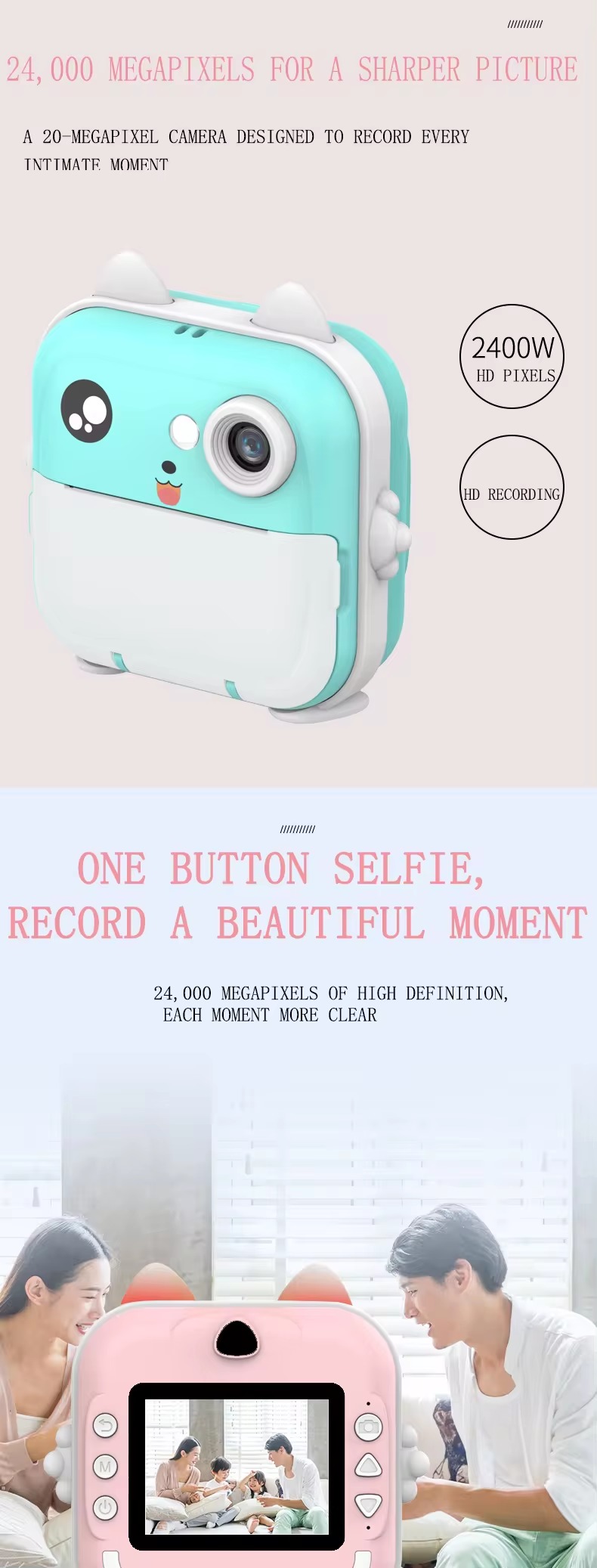 Children 1080P HD Digital Camera Toys Instant Print for Kids Thermal Print Camera Instant Print Photo Video With 32G Memory Card
